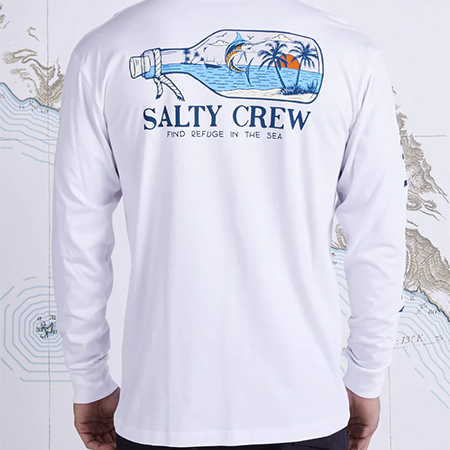Tee Shirt Manche Longue Salty Crew Message Premium Blanc